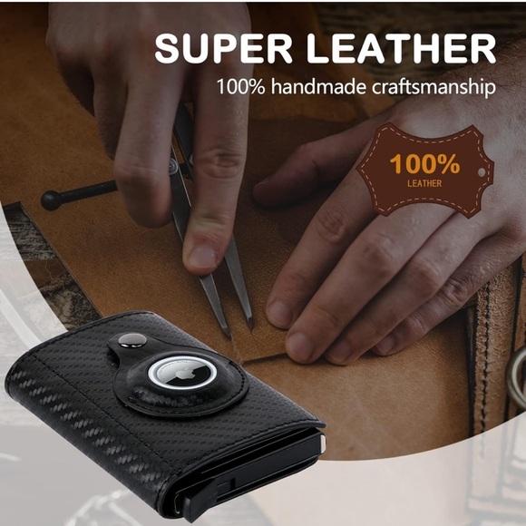 Wallet with AirTag Holder: Carbon Fiber Bifold RFID Blocking Credit Card Wallet - Picture 5 of 9